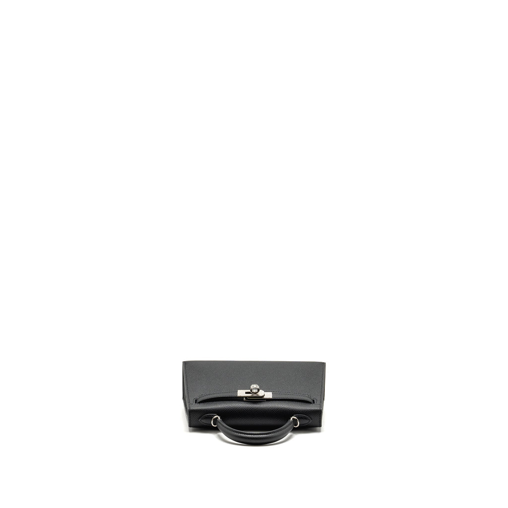 Hermes Mini Kelly II Special Order Epsom Black / Navy SHW