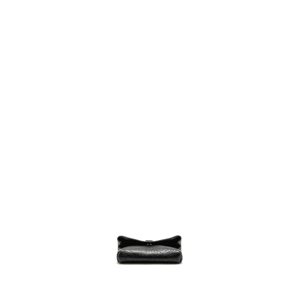 Saint Laurent/YSL Cassandre Envelope Card Case Grained Lambskin Black SHW