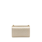 CHANEL MEDIUM BOY BAG CAVIAR WHITE LGHW