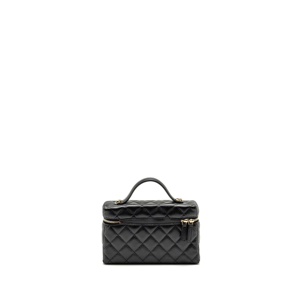 CHANEL 25P CC TOP HANDLE VANITY WITH CHAIN CAVIAR BLACK LGHW (MICROCHIP)