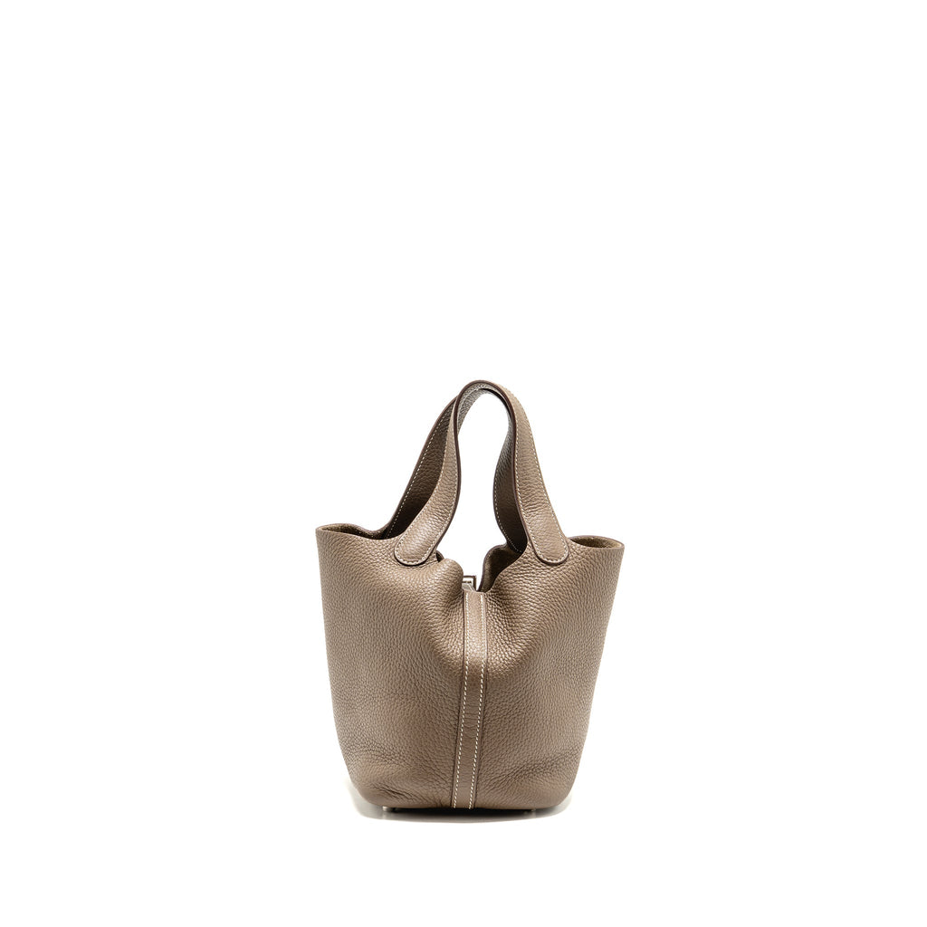 Hermes picotin 18 lock bag clemence etoupe SHW