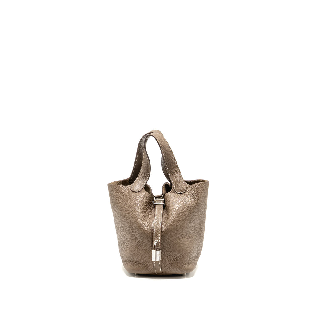 Hermes picotin 18 lock bag clemence etoupe SHW