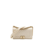 CHANEL MEDIUM BOY BAG CAVIAR WHITE LGHW