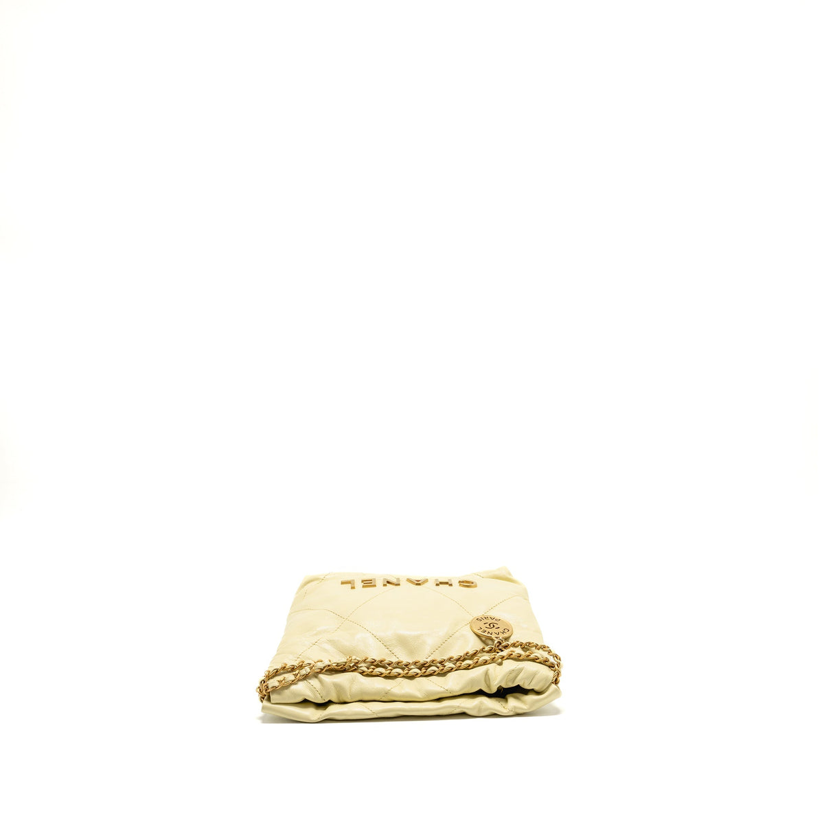 Chanel Mini 22 Bag Shiny Calfskin Light Yellow GHW (Microchip)