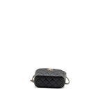 CHANEL 25C DETAIL LOGO QUILTED HOBO BAG CAVIAR BLACK GHW (MICROCHIP)