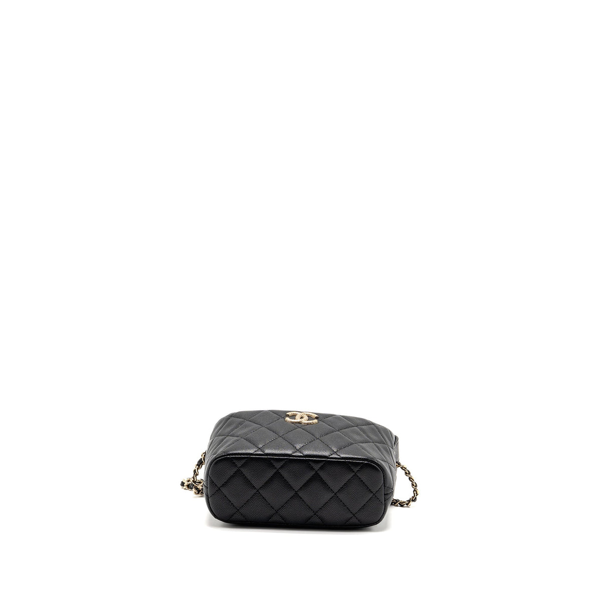 CHANEL 25C DETAIL LOGO QUILTED HOBO BAG CAVIAR BLACK GHW (MICROCHIP)
