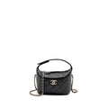 CHANEL 25C DETAIL LOGO QUILTED HOBO BAG CAVIAR BLACK GHW (MICROCHIP)