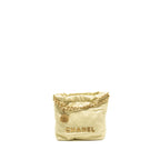 Chanel Mini 22 Bag Shiny Calfskin Light Yellow GHW (Microchip)