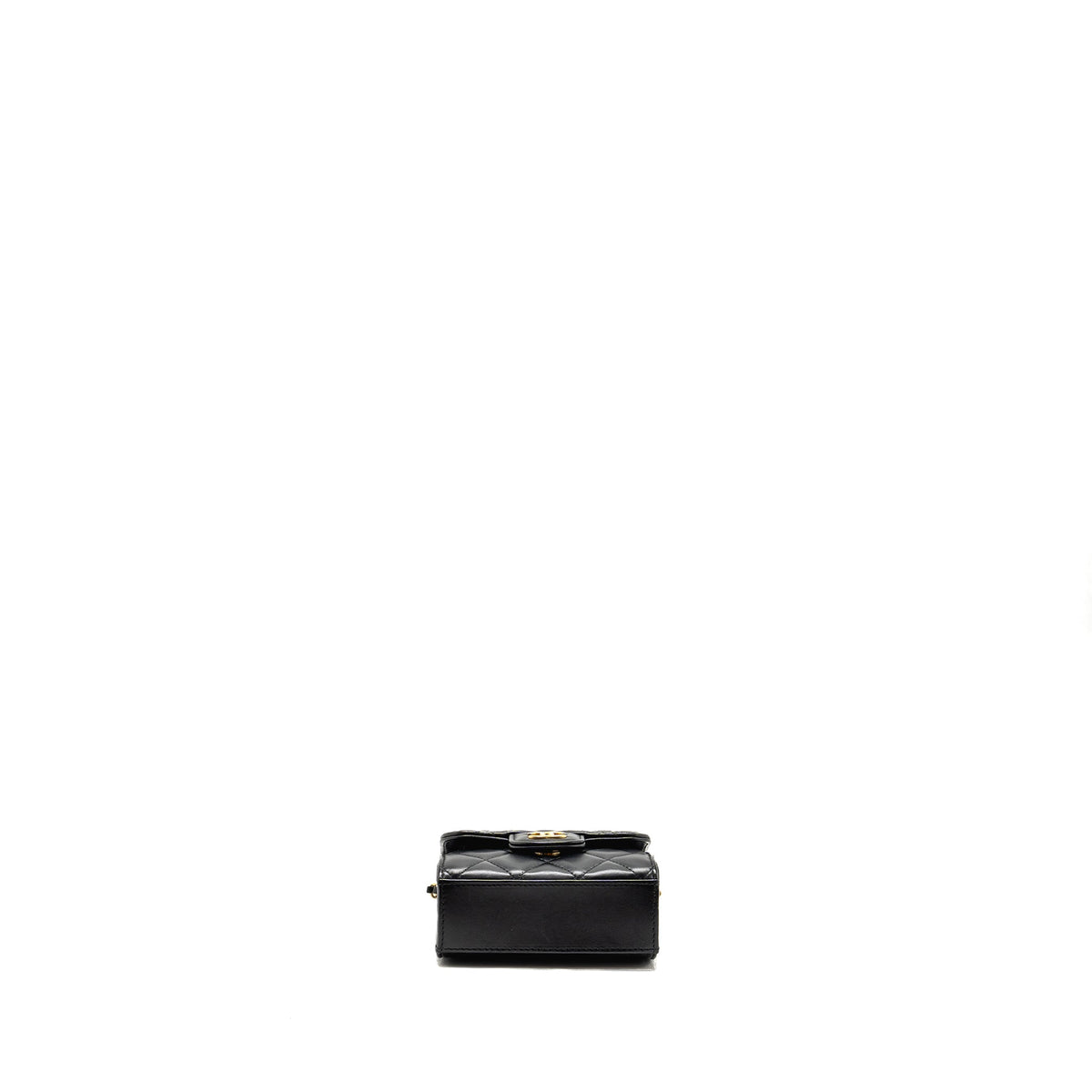 CHANEL TOP HANDLE MINI FLAP CLUTCH WITH CHAIN BLACK LAMBSKIN GHW (MICROCHIP)