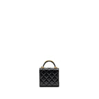 CHANEL TOP HANDLE MINI FLAP CLUTCH WITH CHAIN BLACK LAMBSKIN GHW (MICROCHIP)