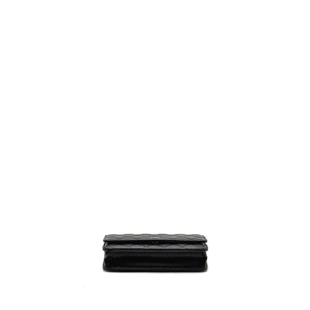 CHANEL CLASSIC WALLET ON CHAIN CAVIAR BLACK SHW (MICROCHIP)
