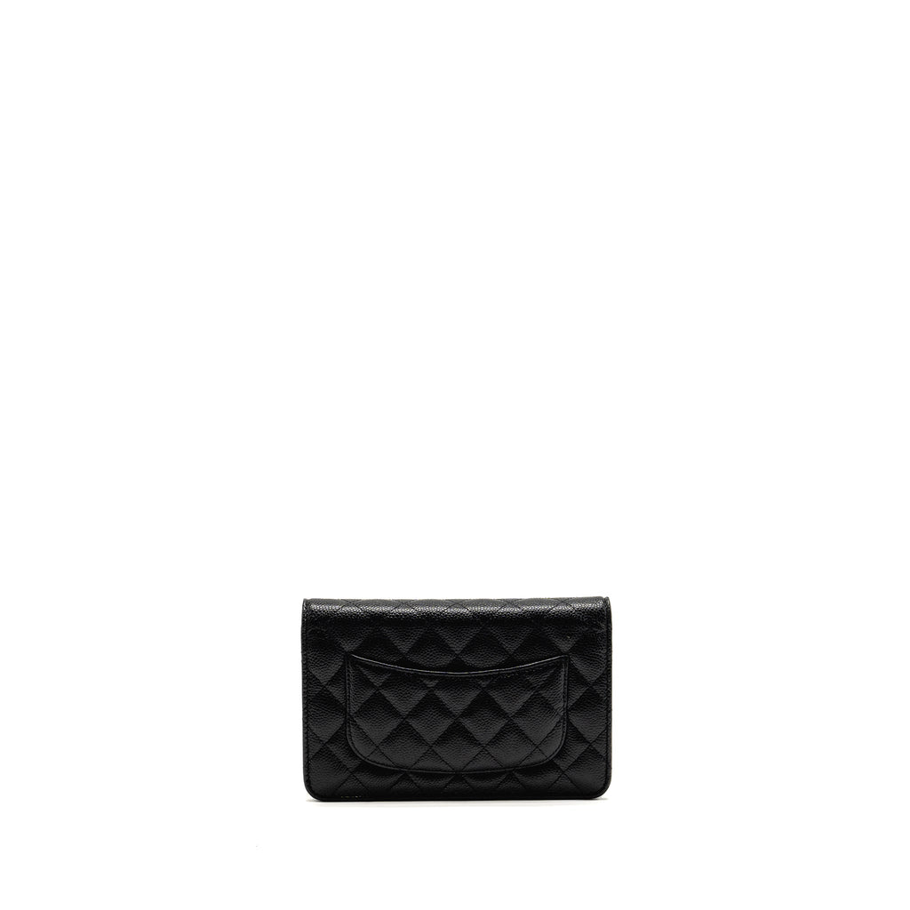 CHANEL CLASSIC WALLET ON CHAIN CAVIAR BLACK SHW (MICROCHIP)