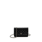 CHANEL CLASSIC WALLET ON CHAIN CAVIAR BLACK SHW (MICROCHIP)