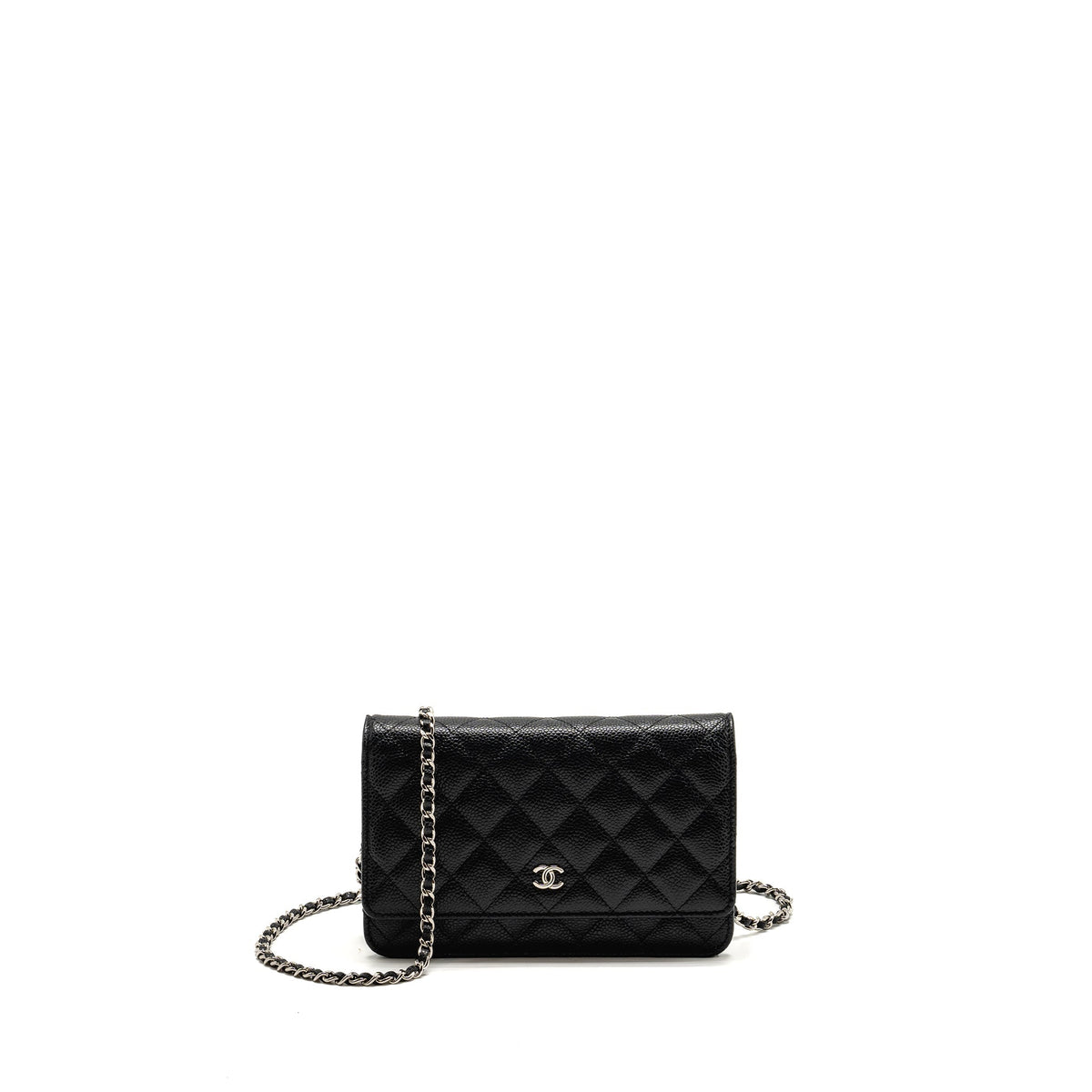 CHANEL CLASSIC WALLET ON CHAIN CAVIAR BLACK SHW (MICROCHIP)