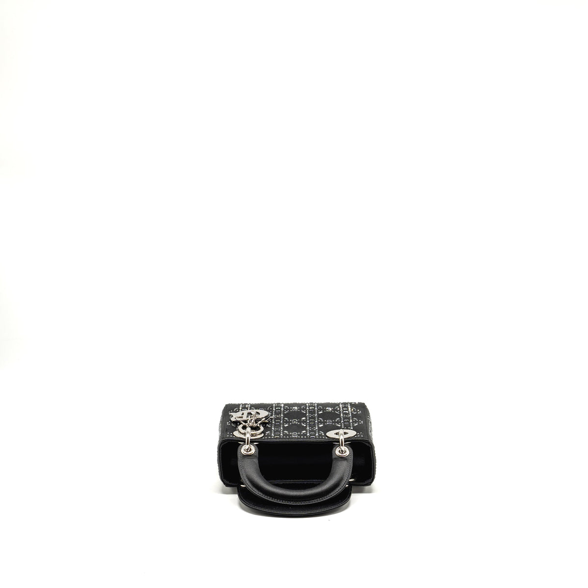 Dior Mini Lady Dior Cannage Satin with Strass Black SHW