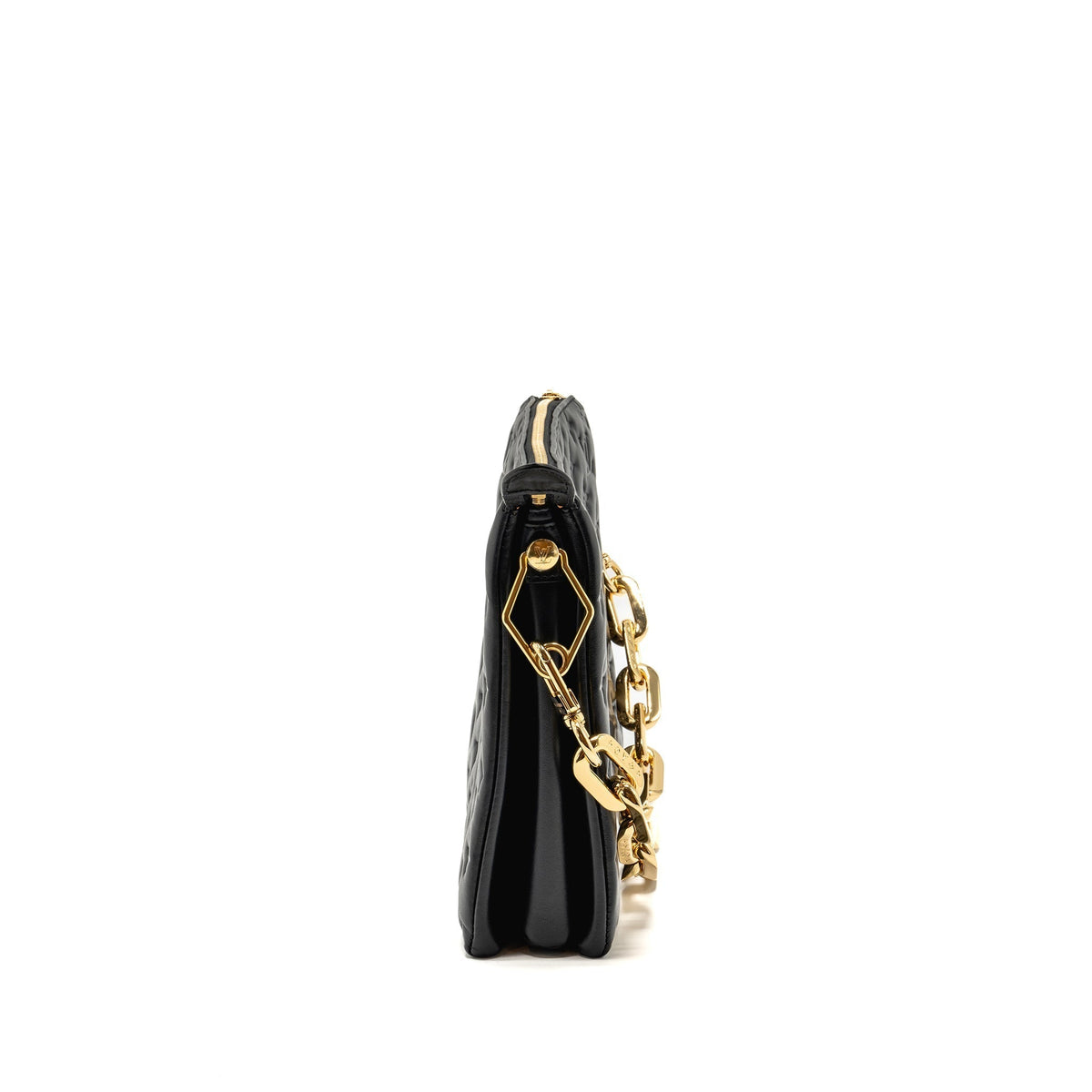LOUIS VUITTON COUSSIN MM MONOGRAM-EMBOSSED PUFFY LAMBSKIN BLACK GHW