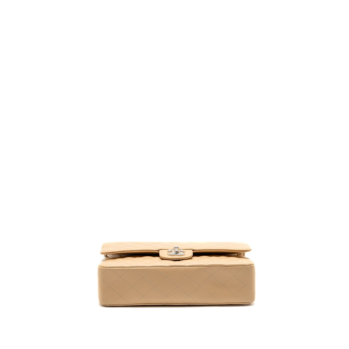 CHANEL MEDIUM CLASSIC DOUBLE FLAP BAG CAVIAR BEIGE SHW (MICROCHIP)