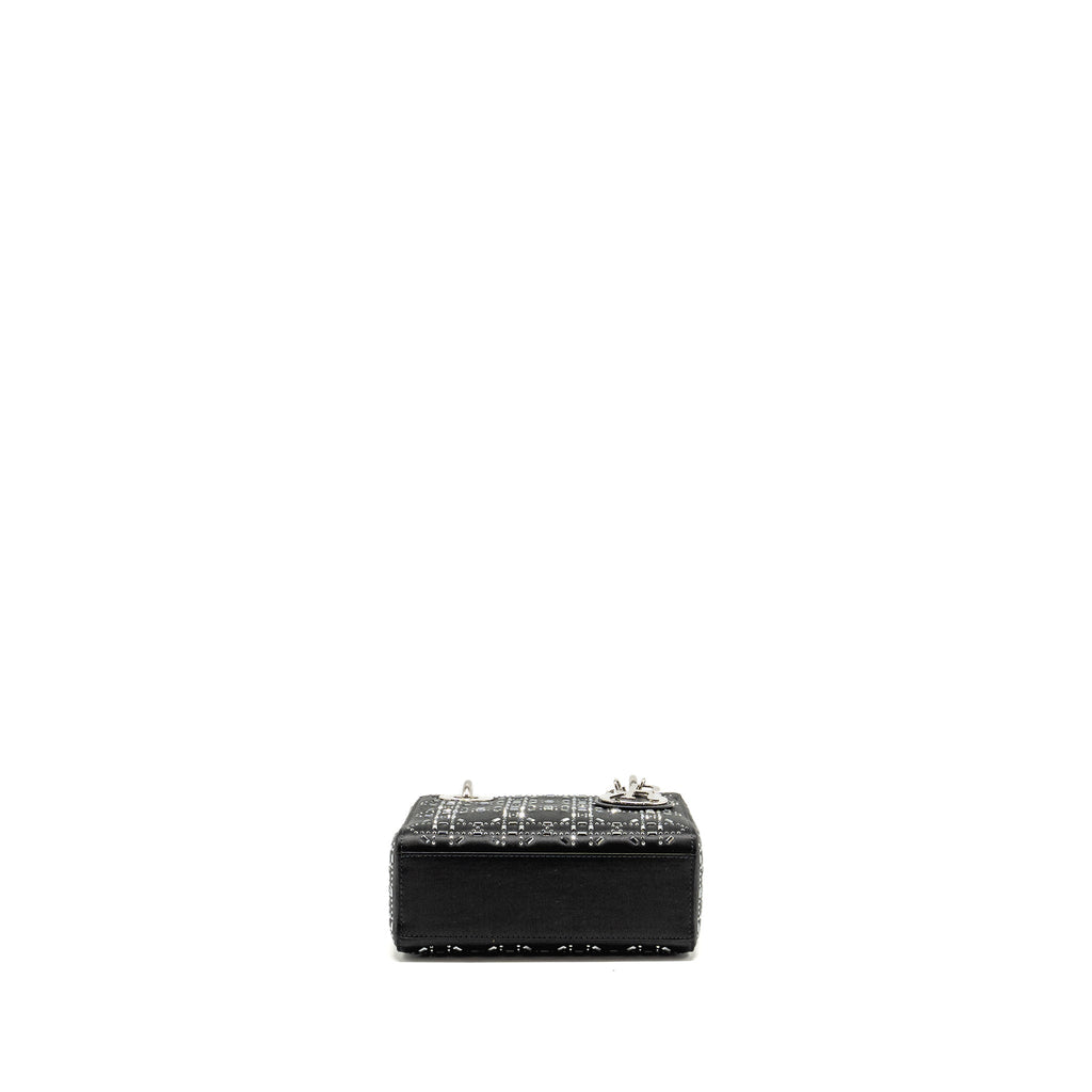 Dior Mini Lady Dior Cannage Satin with Strass Black SHW