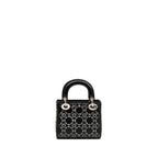 Dior Mini Lady Dior Cannage Satin with Strass Black SHW
