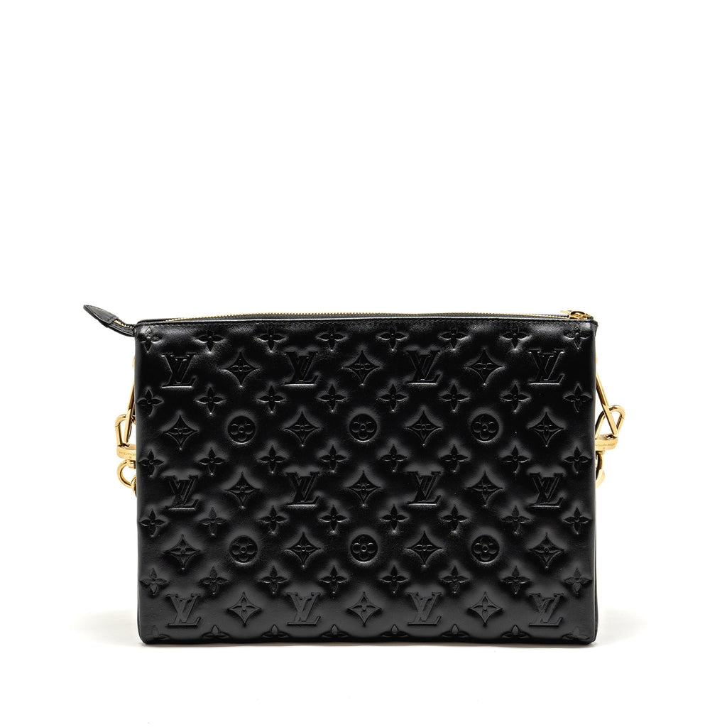 LOUIS VUITTON COUSSIN MM MONOGRAM-EMBOSSED PUFFY LAMBSKIN BLACK GHW