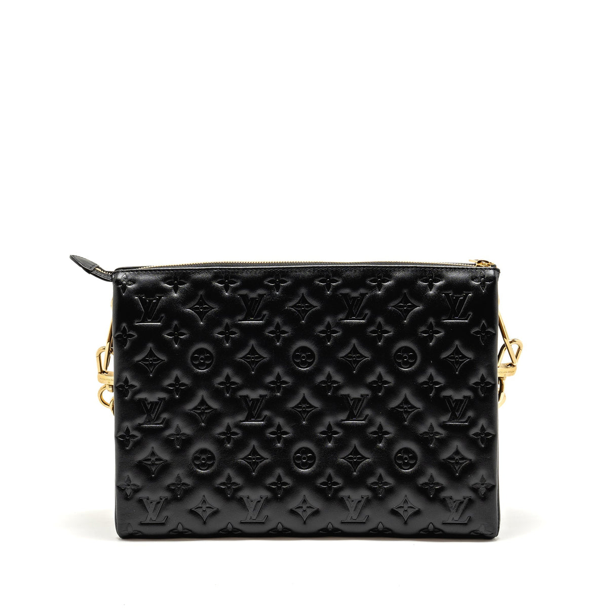 LOUIS VUITTON COUSSIN MM MONOGRAM-EMBOSSED PUFFY LAMBSKIN BLACK GHW
