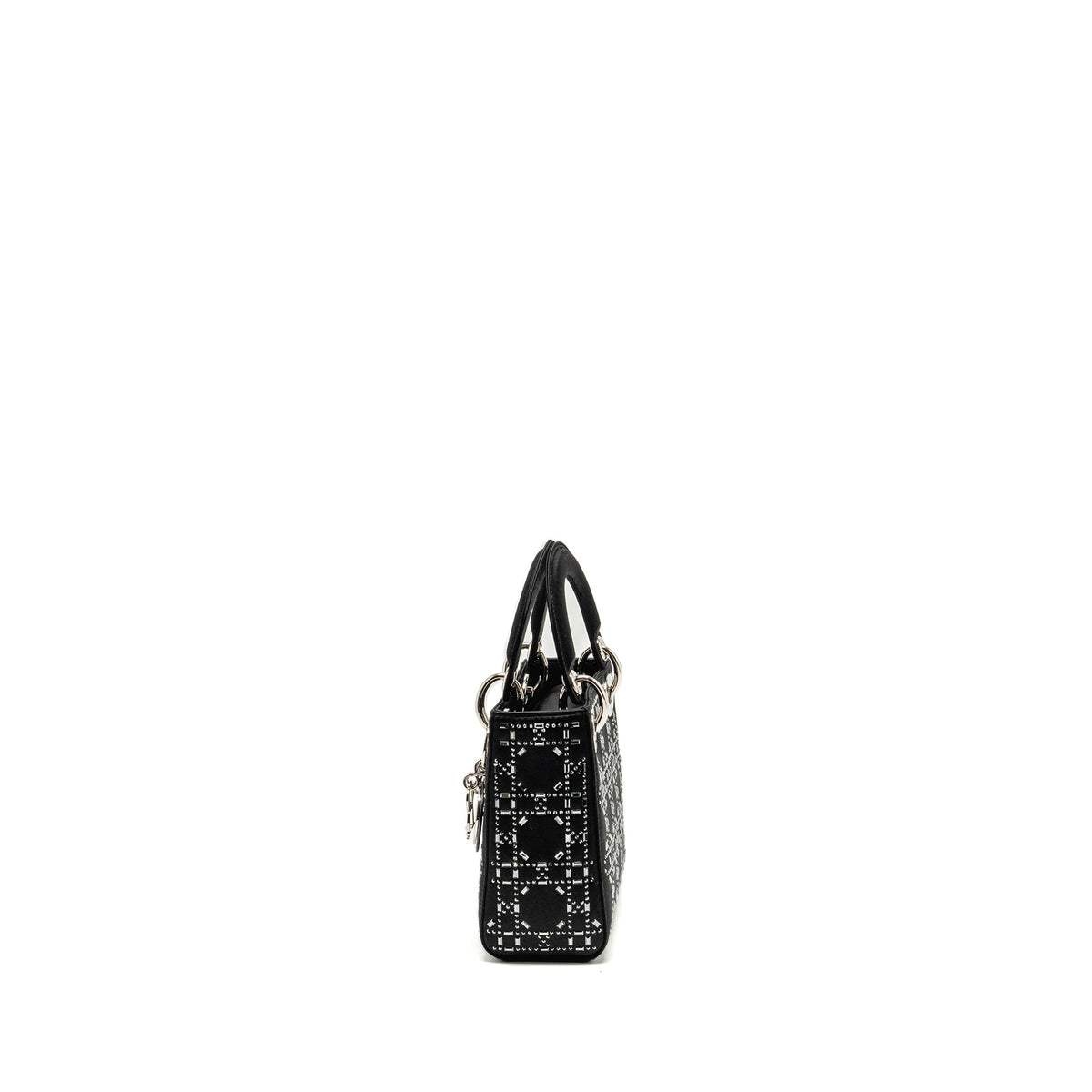 Dior Mini Lady Dior Cannage Satin with Strass Black SHW