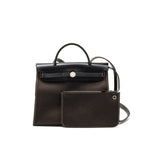 HERMES HERBAG 31 ZIP BAG CANVAS/HUNTER LEATHER EBENE/NOIR SHW