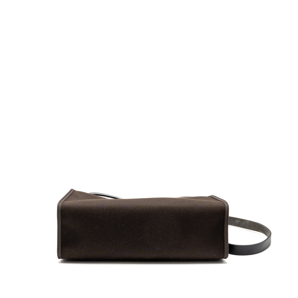 HERMES HERBAG 31 ZIP BAG CANVAS/HUNTER LEATHER EBENE/NOIR SHW