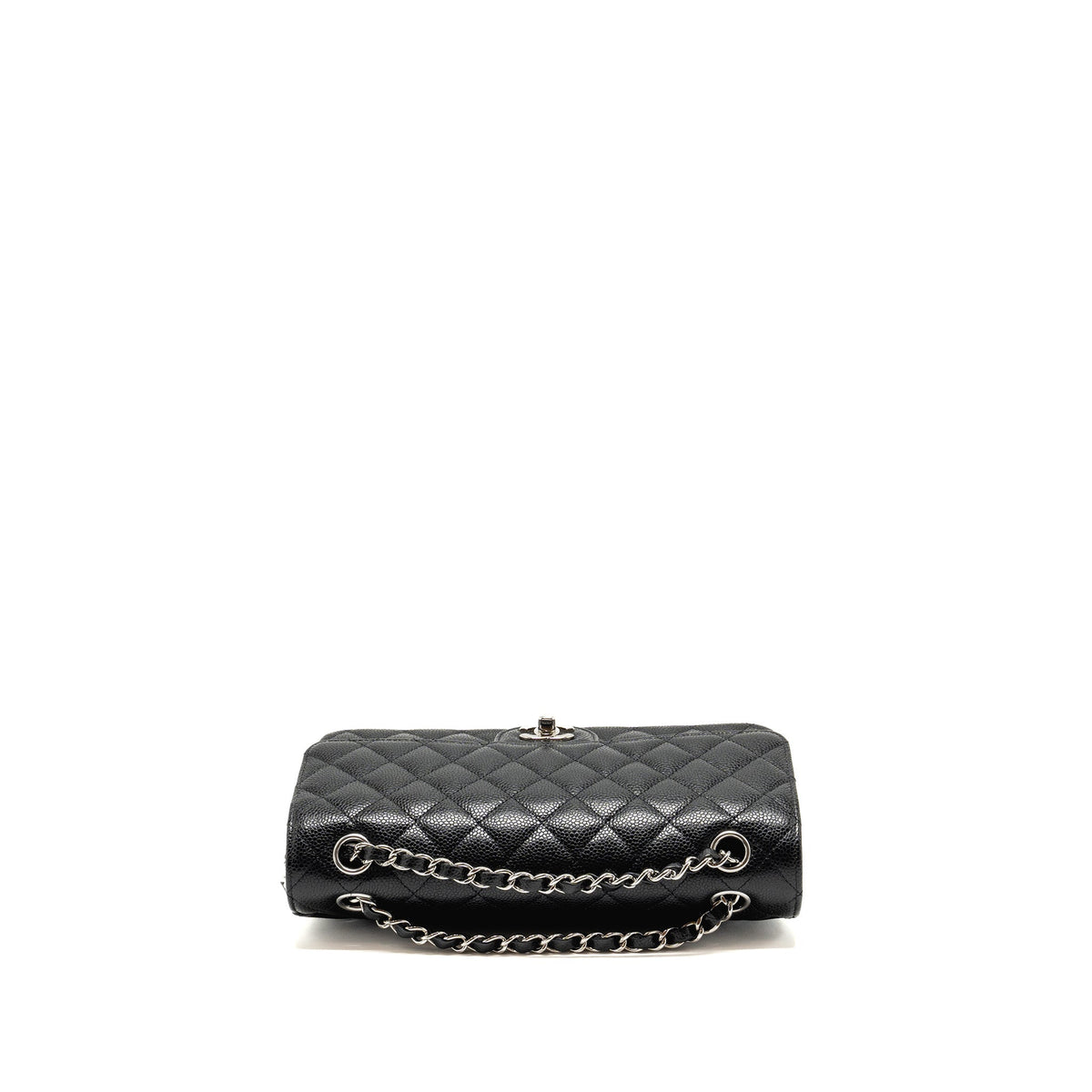 CHANEL MEDIUM CLASSIC DOUBLE FLAP BAG CAVIAR BLACK SHW (MICROCHIP)