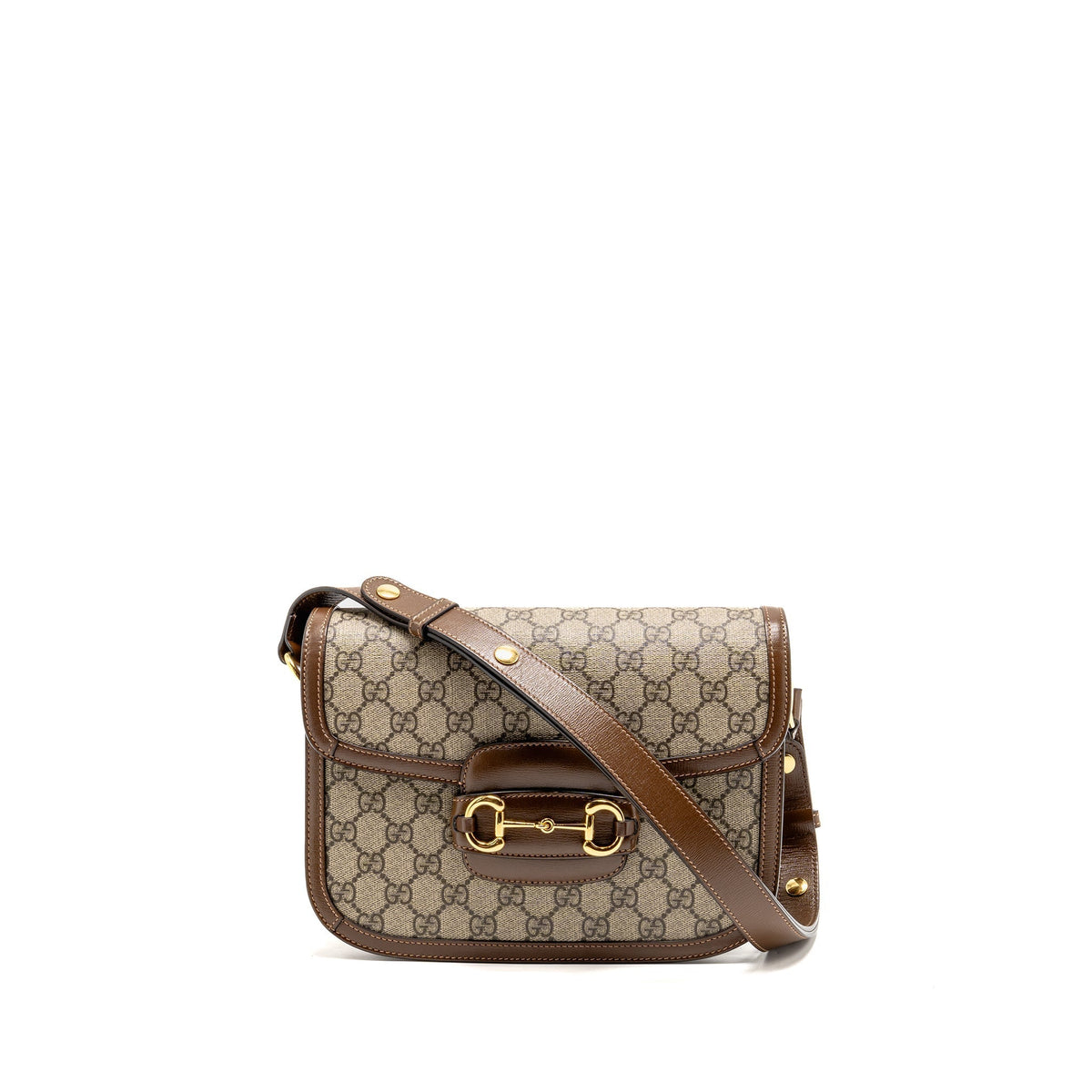 GUCCI HORSEBIT 1955 SHOULDER BAG GG SUPREME CANVAS/LEATHER BEIGE/BROWN GHW