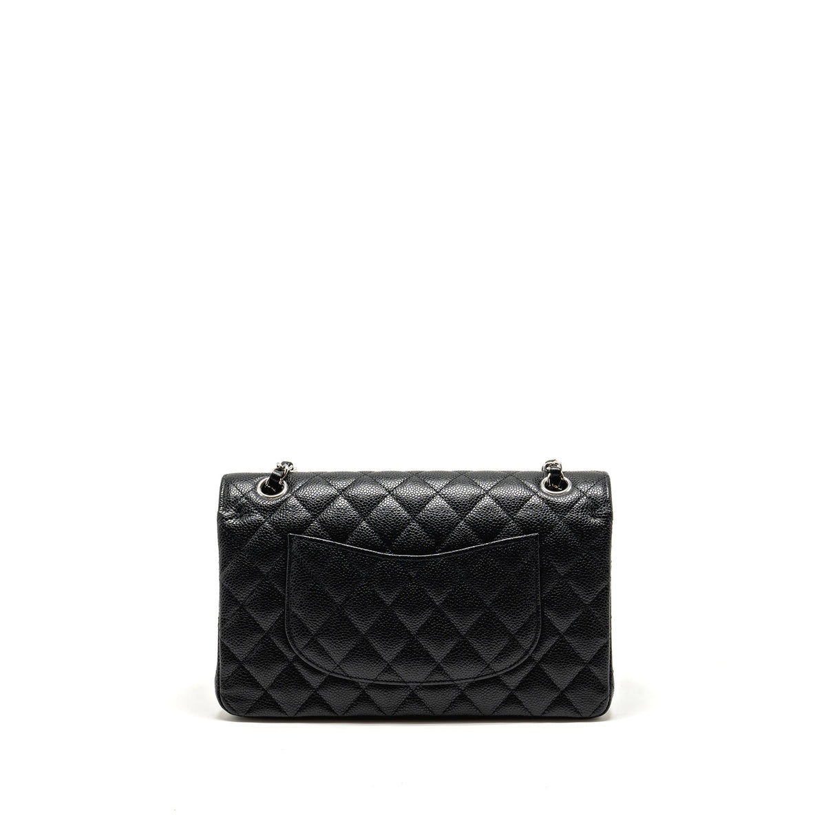 CHANEL MEDIUM CLASSIC DOUBLE FLAP BAG CAVIAR BLACK SHW (MICROCHIP)