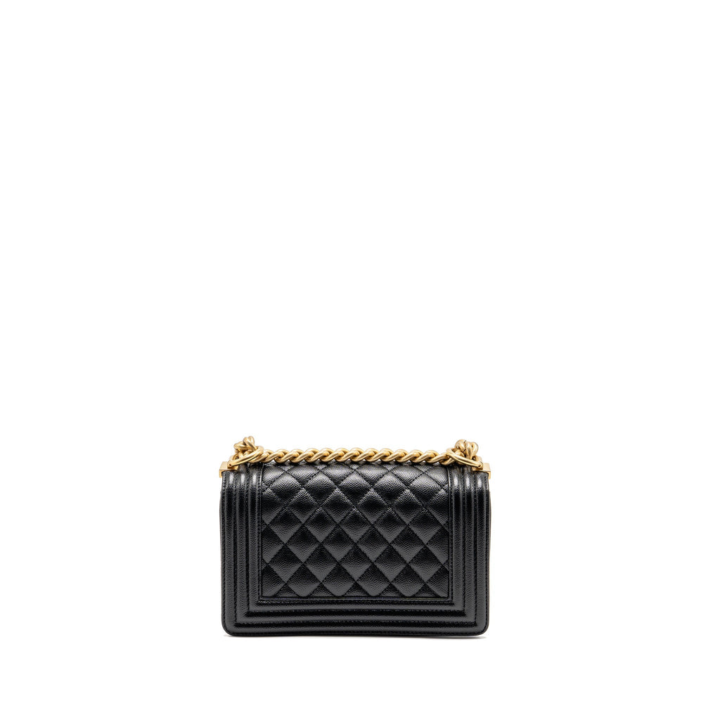 CHANEL SMALL BOY BAG CAVIAR BLACK GHW (MICROCHIP)