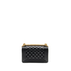 CHANEL SMALL BOY BAG CAVIAR BLACK GHW (MICROCHIP)