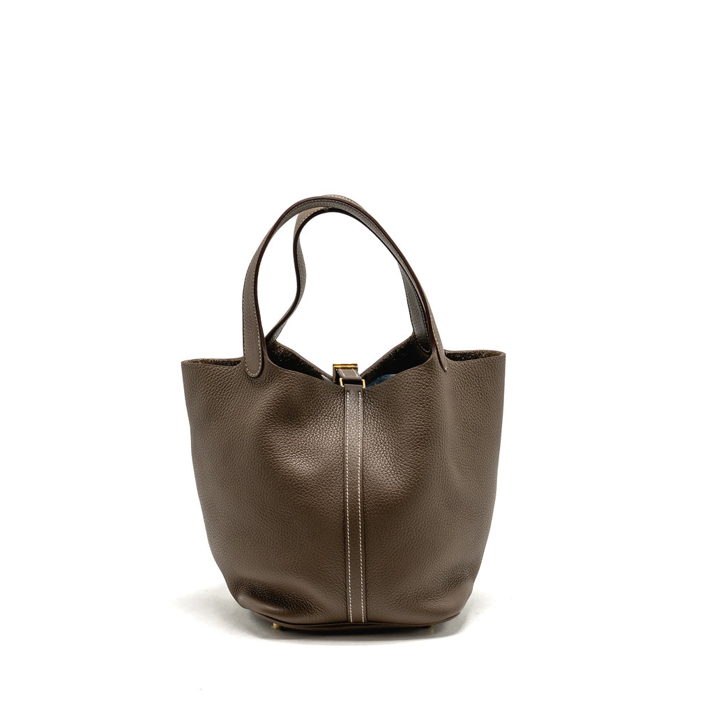 Hermes Picotin 22 Lock Bag Clemence Etoupe GHW