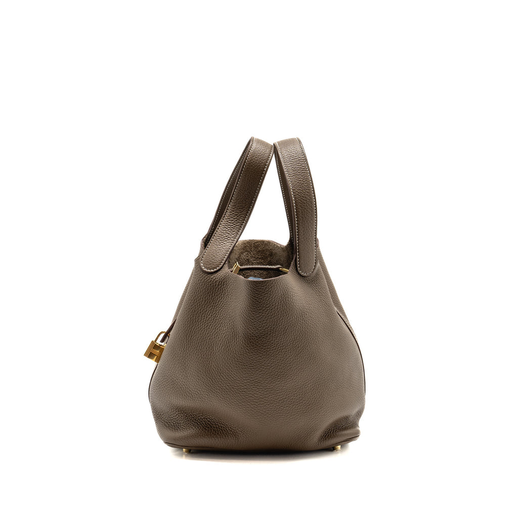 Hermes Picotin 22 Lock Bag Clemence Etoupe GHW