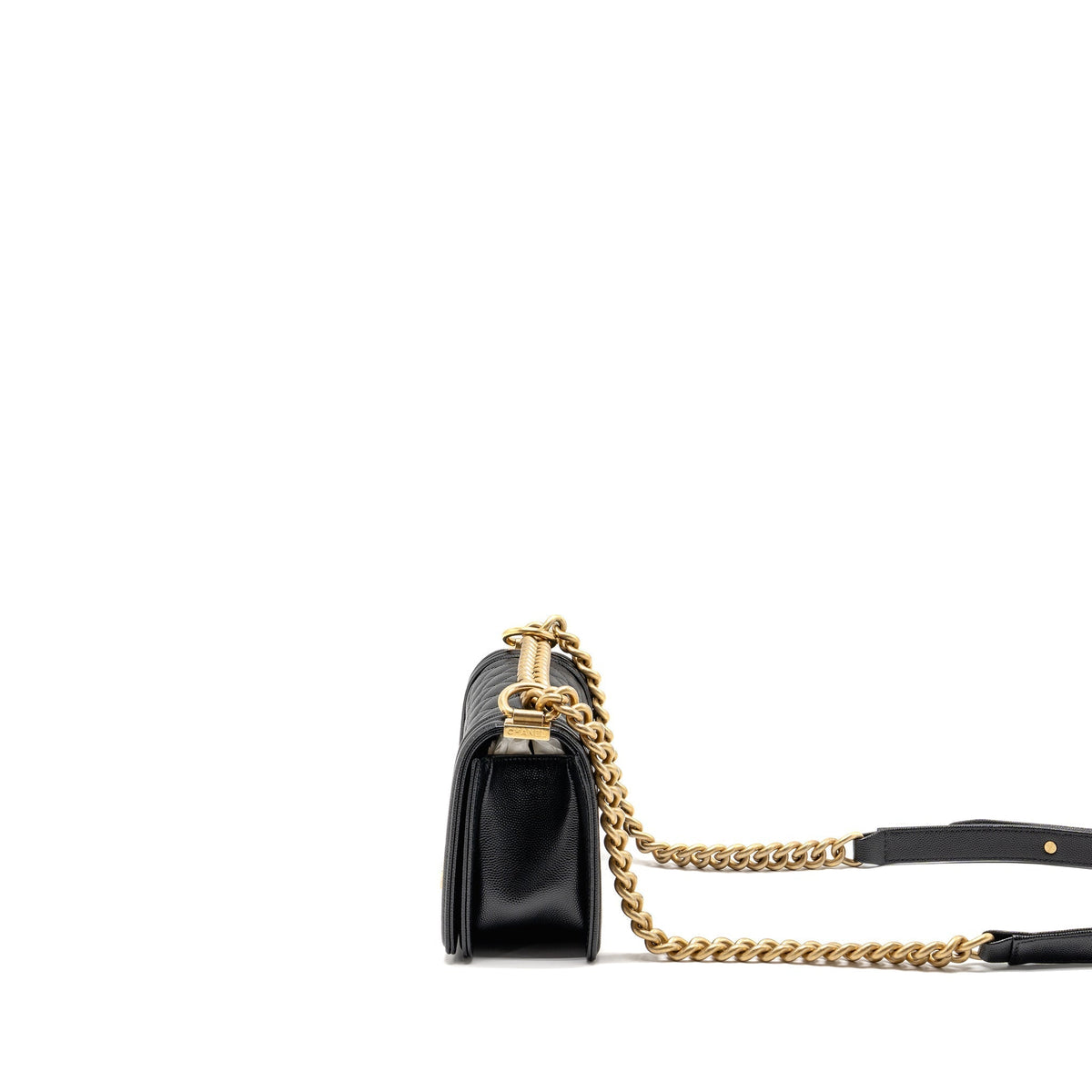 CHANEL SMALL BOY BAG CAVIAR BLACK GHW (MICROCHIP)
