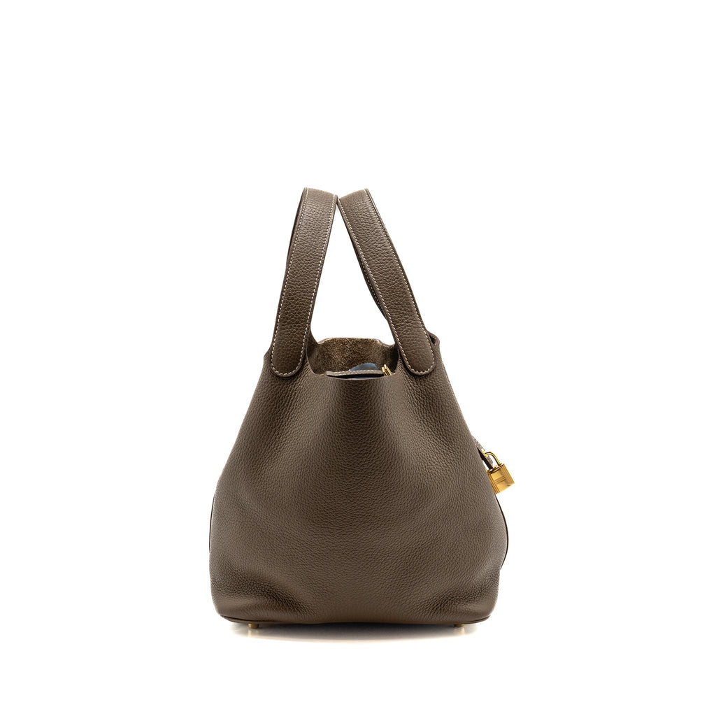Hermes Picotin 22 Lock Bag Clemence Etoupe GHW