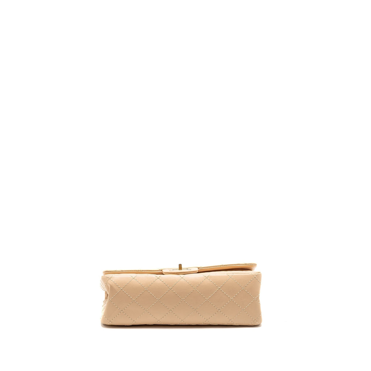 CHANEL SMALL 2.55 REISSUE DOUBLE FLAP BAG AGED CALFSKIN BEIGE GHW