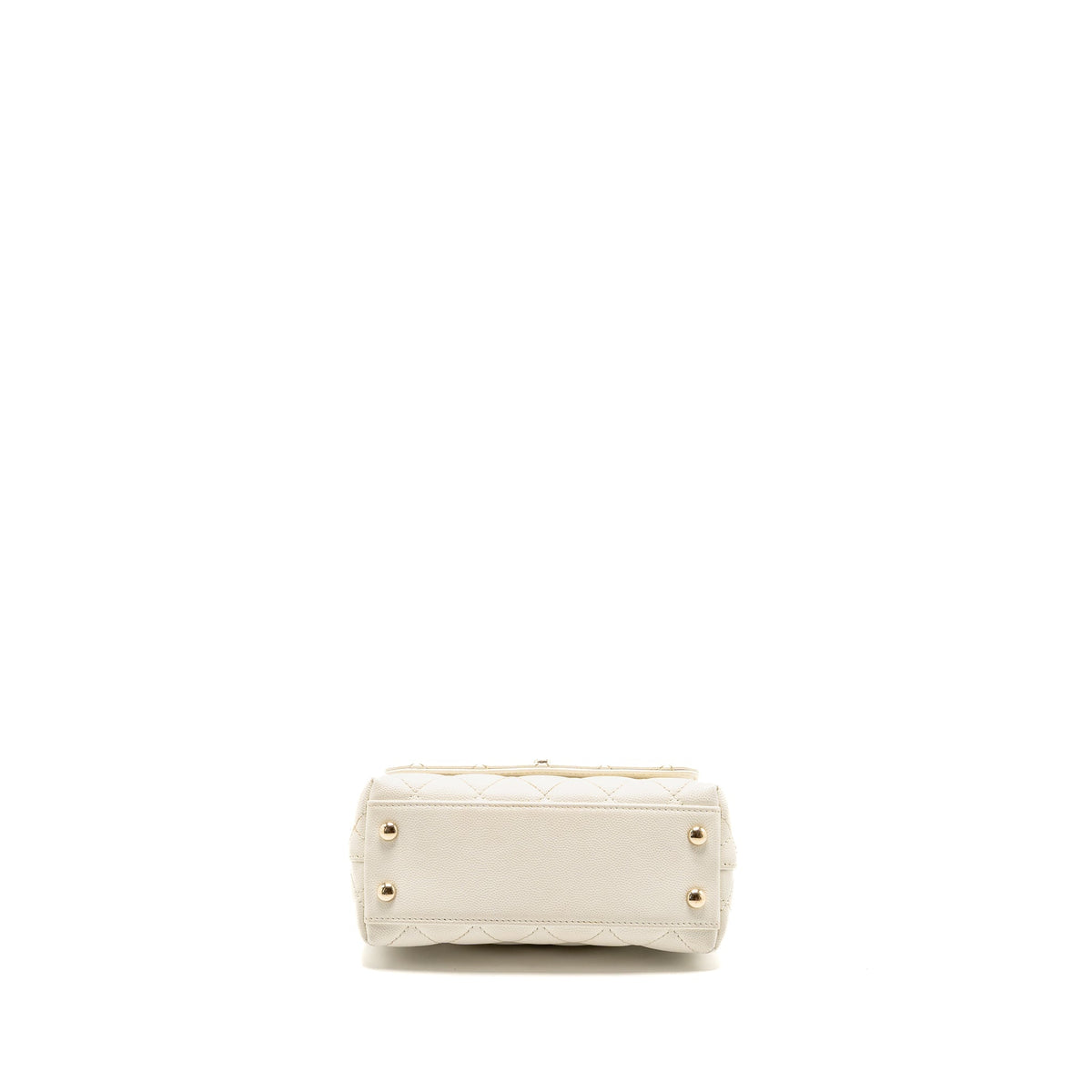 CHANEL MINI COCO HANDLE CAVIAR WHITE LGHW (MICROCHIP)