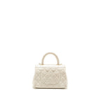 CHANEL MINI COCO HANDLE CAVIAR WHITE LGHW (MICROCHIP)