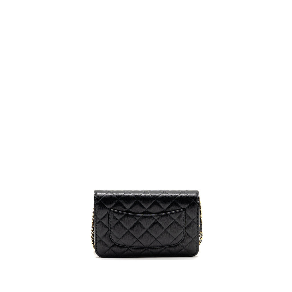CHANEL CLASSIC WALLET ON CHAIN CAVIAR BLACK GHW (MICROCHIP)