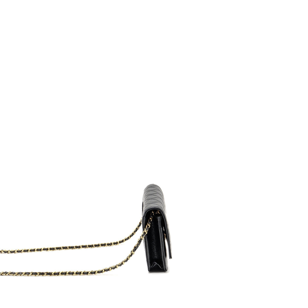 CHANEL CLASSIC WALLET ON CHAIN CAVIAR BLACK GHW (MICROCHIP)