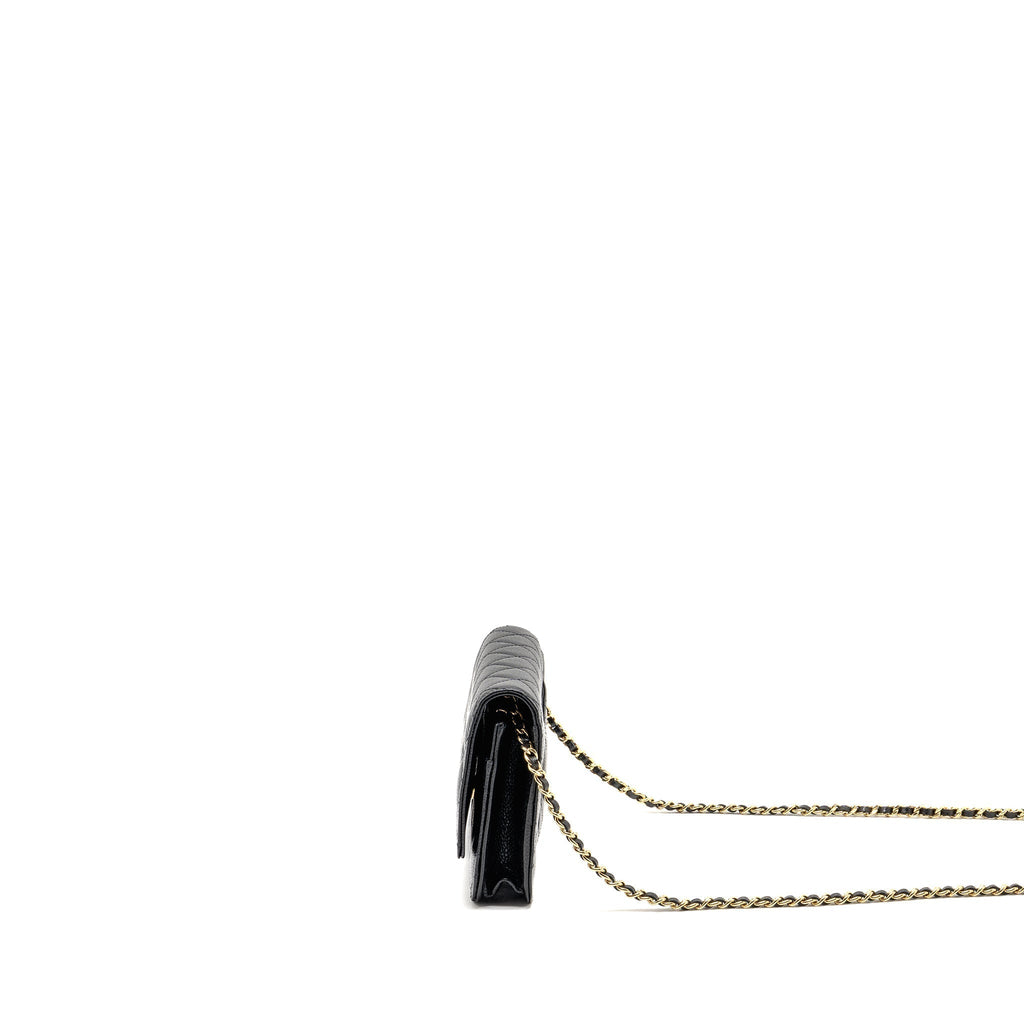 CHANEL CLASSIC WALLET ON CHAIN CAVIAR BLACK GHW (MICROCHIP)