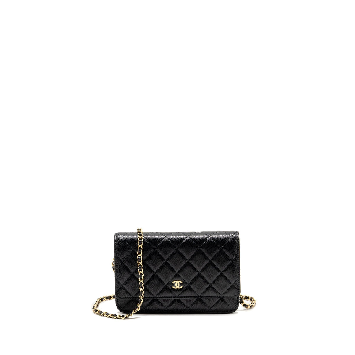 CHANEL CLASSIC WALLET ON CHAIN CAVIAR BLACK GHW (MICROCHIP)