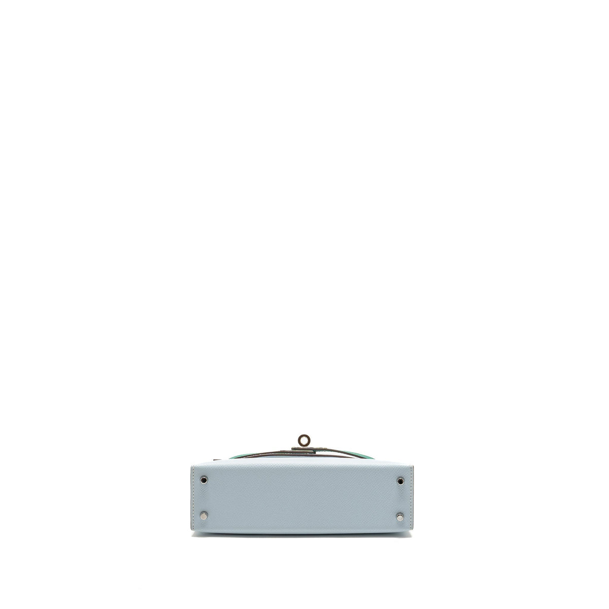 HERMES MINI KELLY EPSOM BLEU BRUME/VERT JADE/GOLD SHW