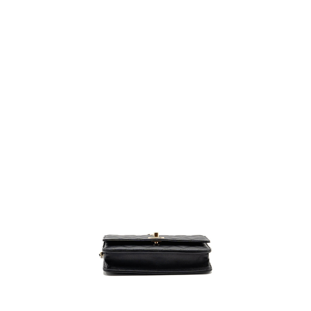 CHANEL TRENDY CC WALLET ON CHAIN LAMBSKIN BLACK LGHW (MICROCHIP)