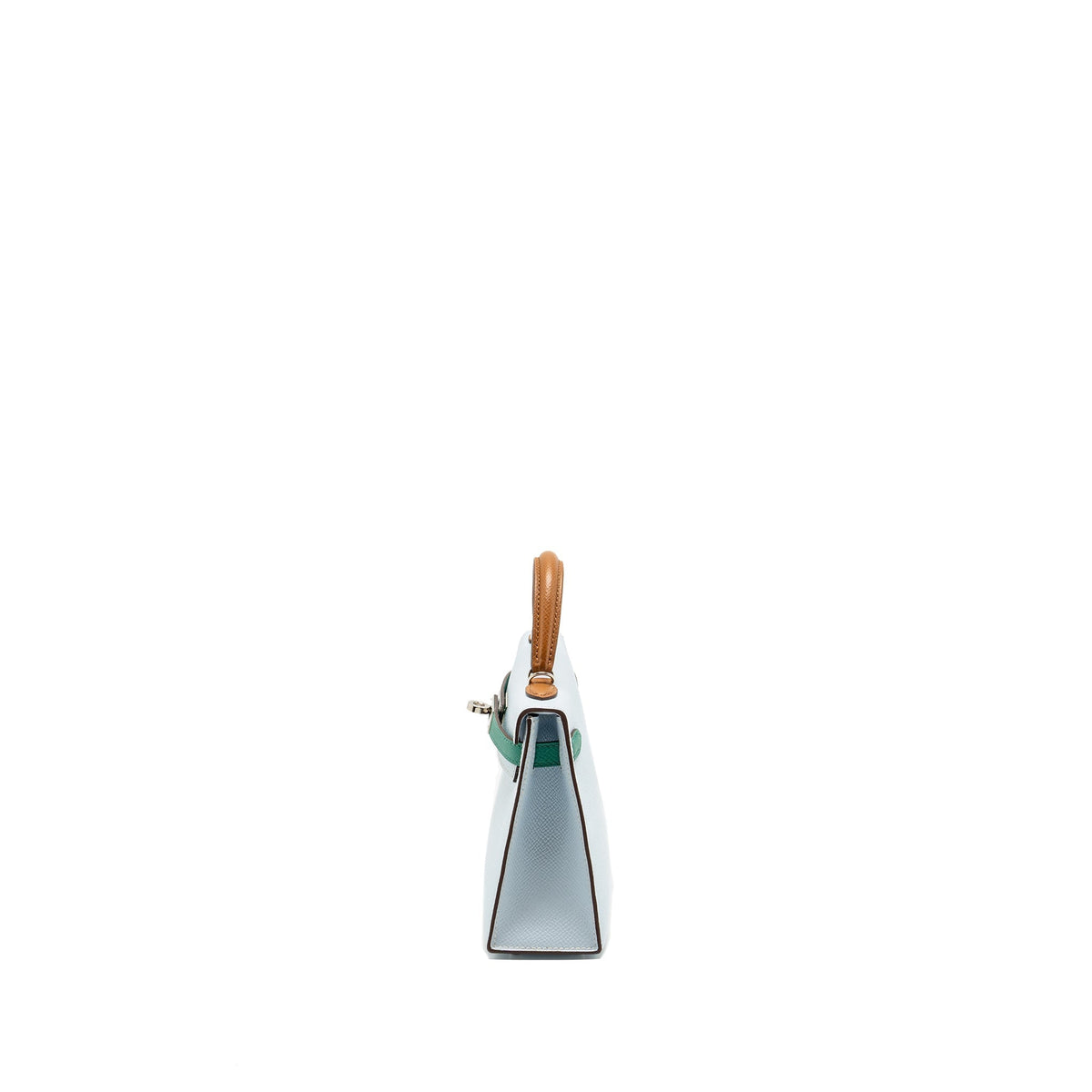 HERMES MINI KELLY EPSOM BLEU BRUME/VERT JADE/GOLD SHW