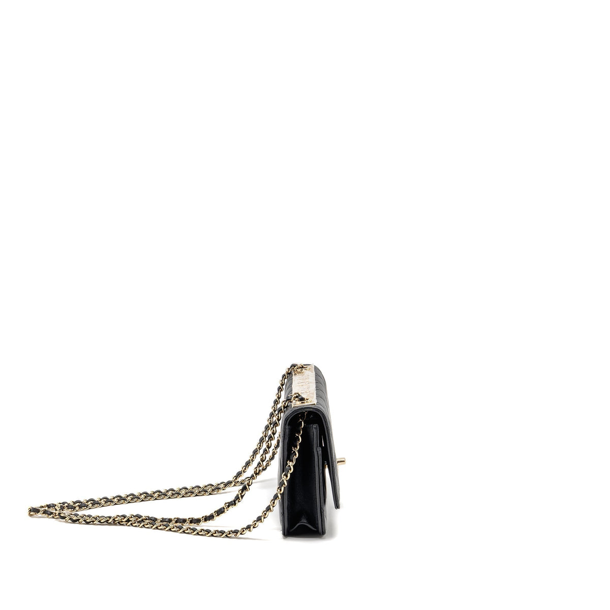 CHANEL TRENDY CC WALLET ON CHAIN LAMBSKIN BLACK LGHW (MICROCHIP)