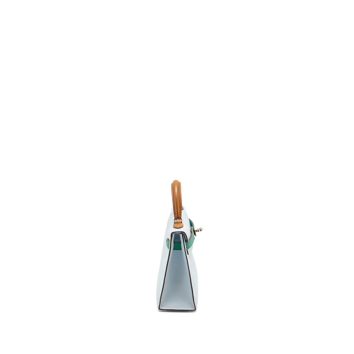 HERMES MINI KELLY EPSOM BLEU BRUME/VERT JADE/GOLD SHW