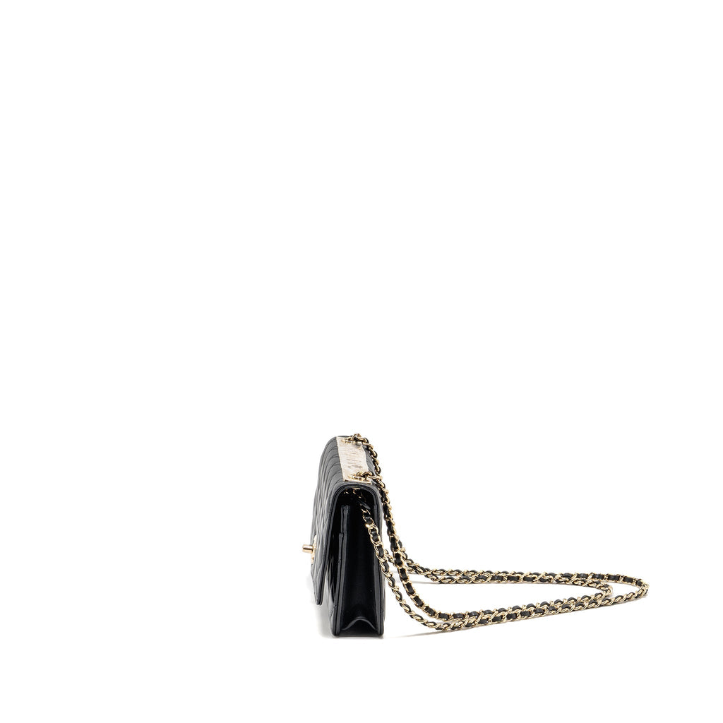 CHANEL TRENDY CC WALLET ON CHAIN LAMBSKIN BLACK LGHW (MICROCHIP)